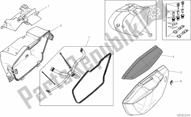 All parts for the Borsa Sinistra (aus) of the Ducati Multistrada 1200 S GT 2014